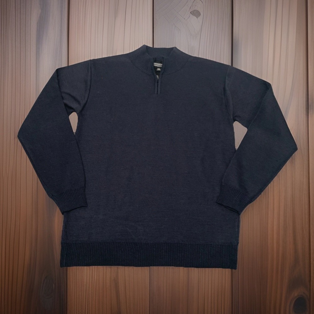 MOUNTAIN EXPEDITIONS 1/4 Zip Sweater Slim‎ Fit Men's XXL Navy Ribbed Mock Neck